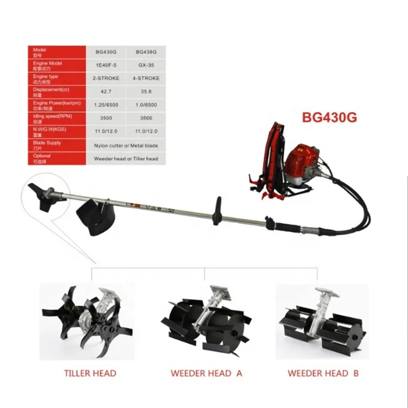 Shoulder Type 43cc 52cc Cg430 Cg520 Brush Cutter Grass Cutter Brushcutter Brush-Cutter with Tb43 Tl43 43cc 1.25kw
