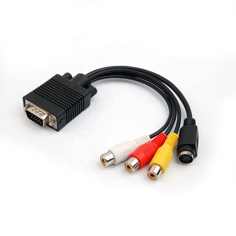 
AV Adapter for Laptop PC Computer Video Out TV HDTV LCD Projector Monitor VGA to TV 3 RCA female Adapter cable 