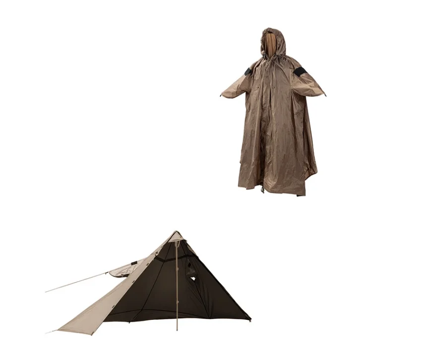 Outdoor Camping Rainwear Tent Polish BC tent multifunctional poncho shelter pyramid tent weatherproof cloak