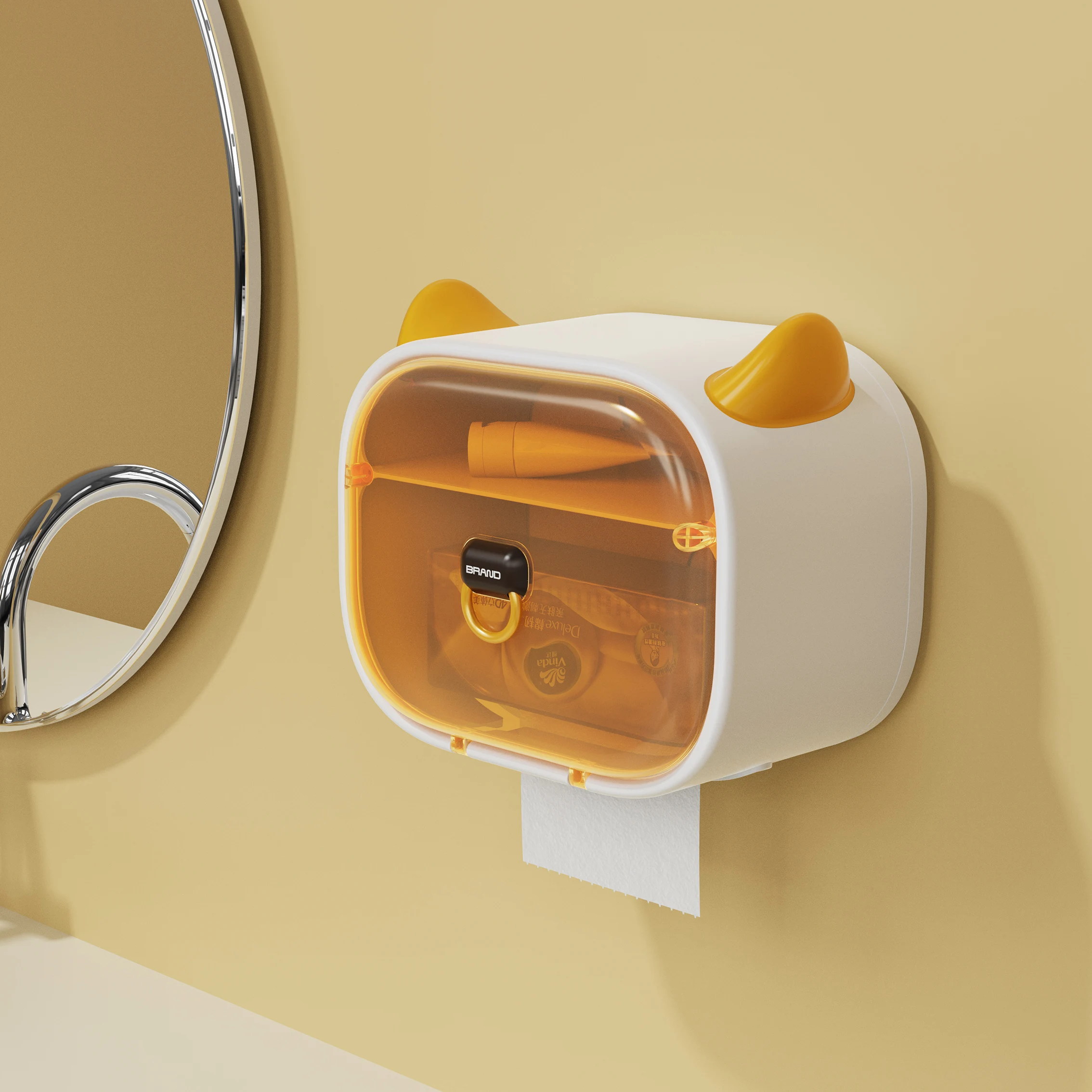  Bathroom Paper Holder Organizer Wall Mounted Tissue Box Large Capacity Waterproof Roll Shelf Toilet Tray