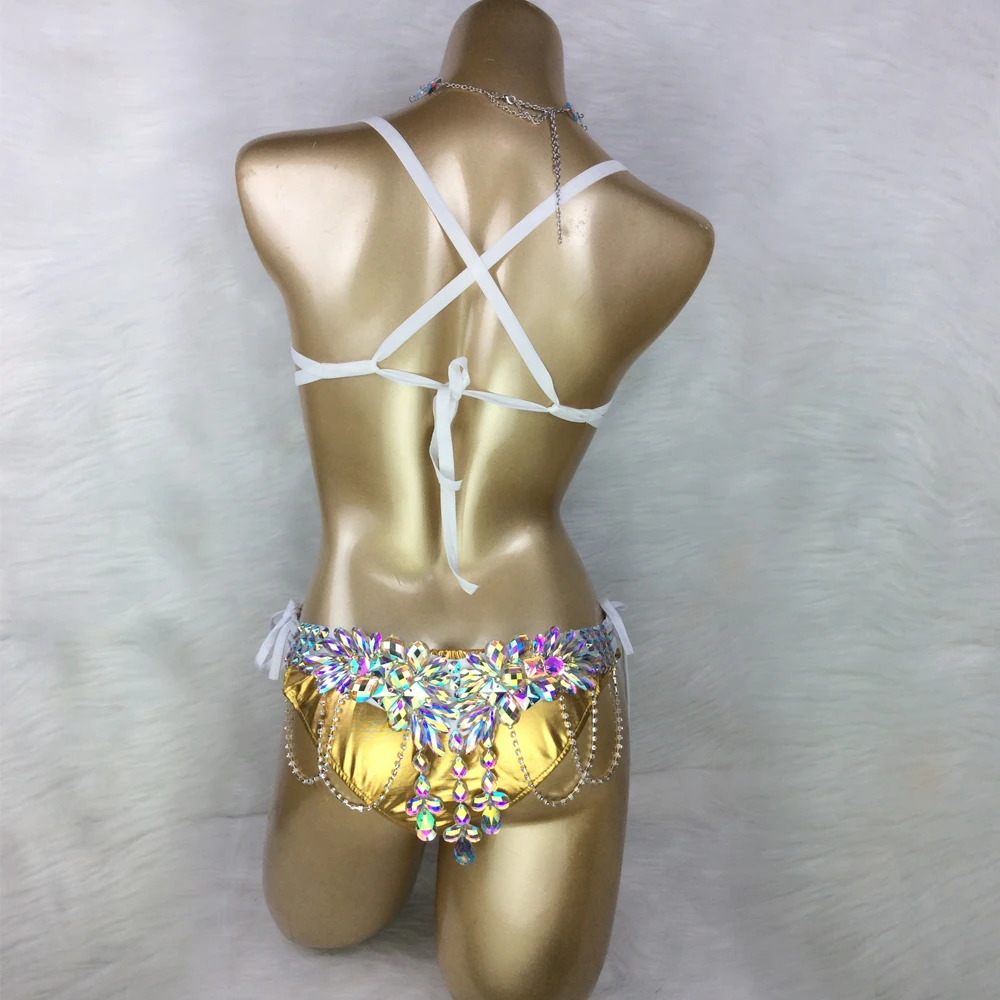 Stage show women Samba Carnival Wire Bra & Panty & Belt Set Hand Made 4 Piece Belly Dance bikini costume