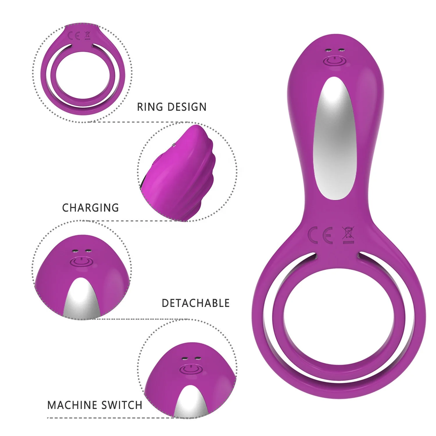 Male Sex Toys Textured Double Vibrating Cock Ring With App Control For Mutual
