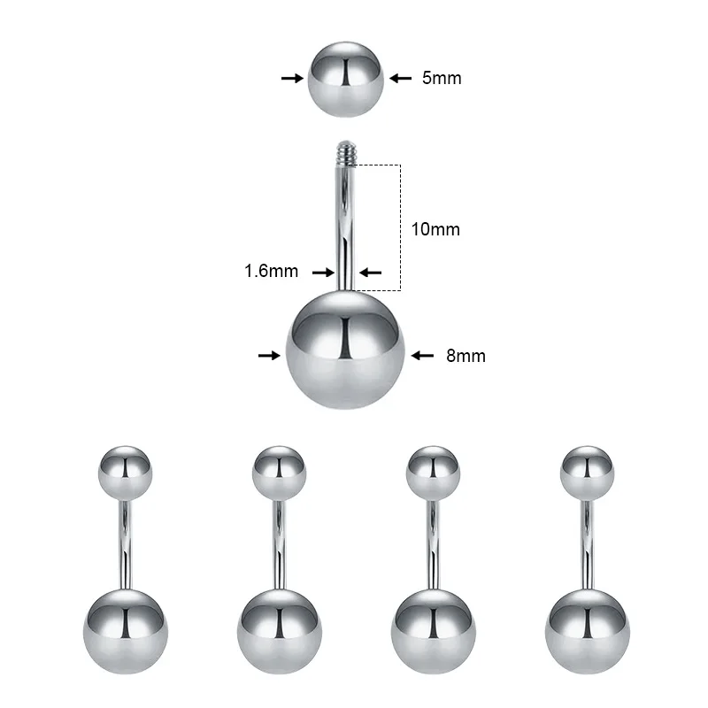 14 Gauge Internally Threaded Belly Button Rings Titanium Curved Barbell Belly Ring Eyebrow Rook Navel Piercing