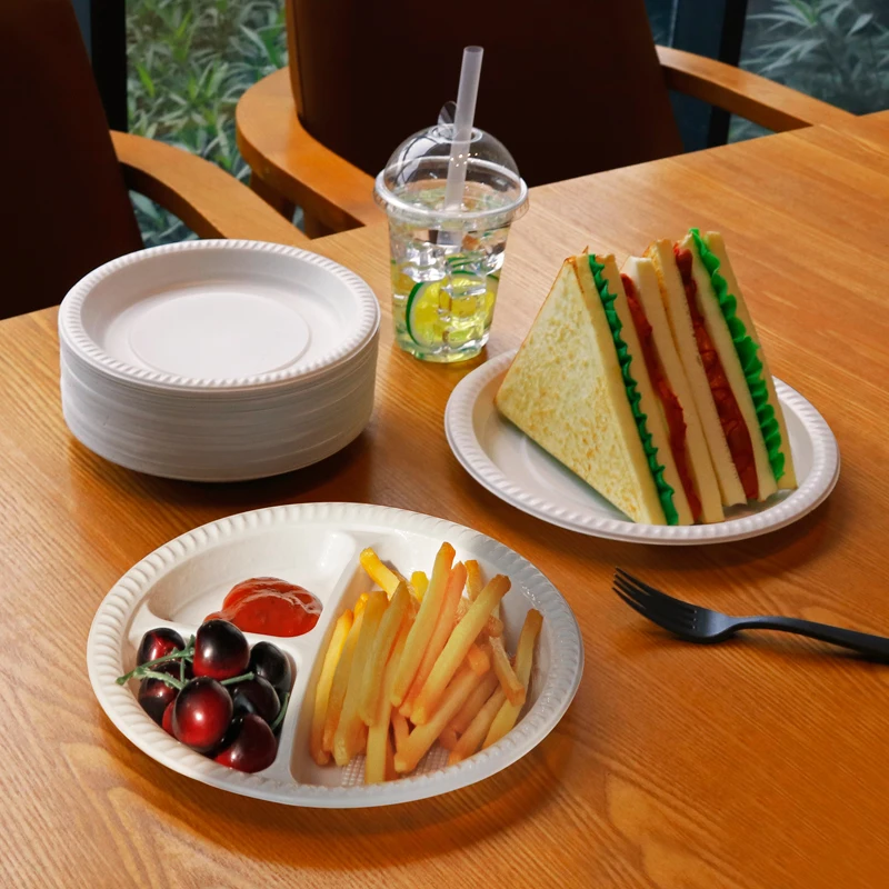 Eco-friendly Disposable 9 inch-3 mineral filled PP with 1 compartments microwaveable safe round plate white color