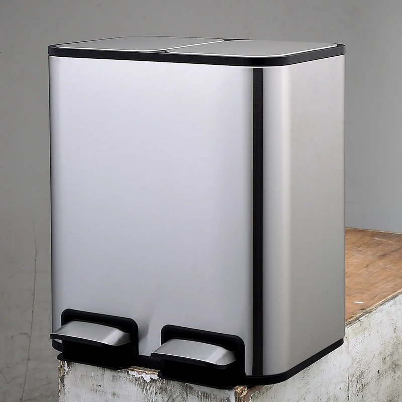 Двойное мусорное ведро с педалью 18L/24L переработочная корзина контейнер для мусора мусорное ведро для кухни мусорный бак с крышкой из нержавеющей стали мусорное ведро
