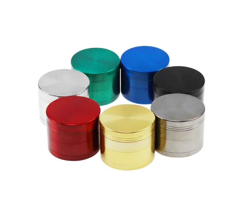 Smoke grinder Flat zinc alloy smoke grinder 40/50/55/63mm metal four-layer smoke grinder