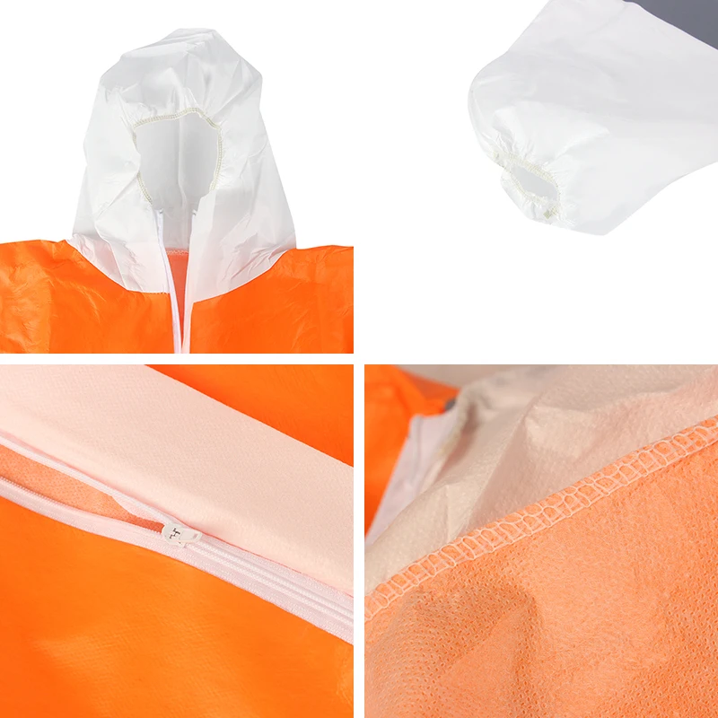 WLO3002HV Disposable coverall TYPE 5/6 microporous coverall with reflective tape orange/white coverall