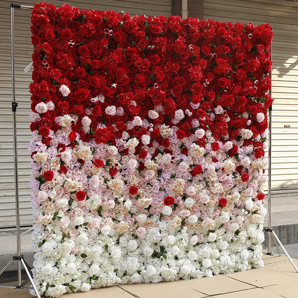 Decorative Flowers Wreaths And Plants Pink White Wall Decor Panel White Rose Wall Flower Wedding 3D Flower Wall