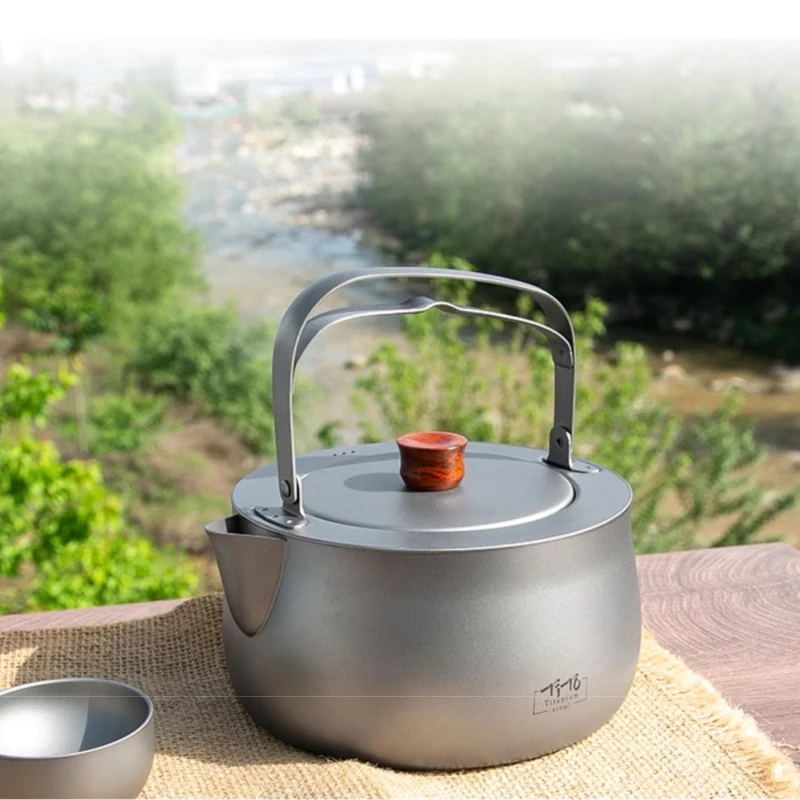 Outdoor camping home multi color pure titanium kettle