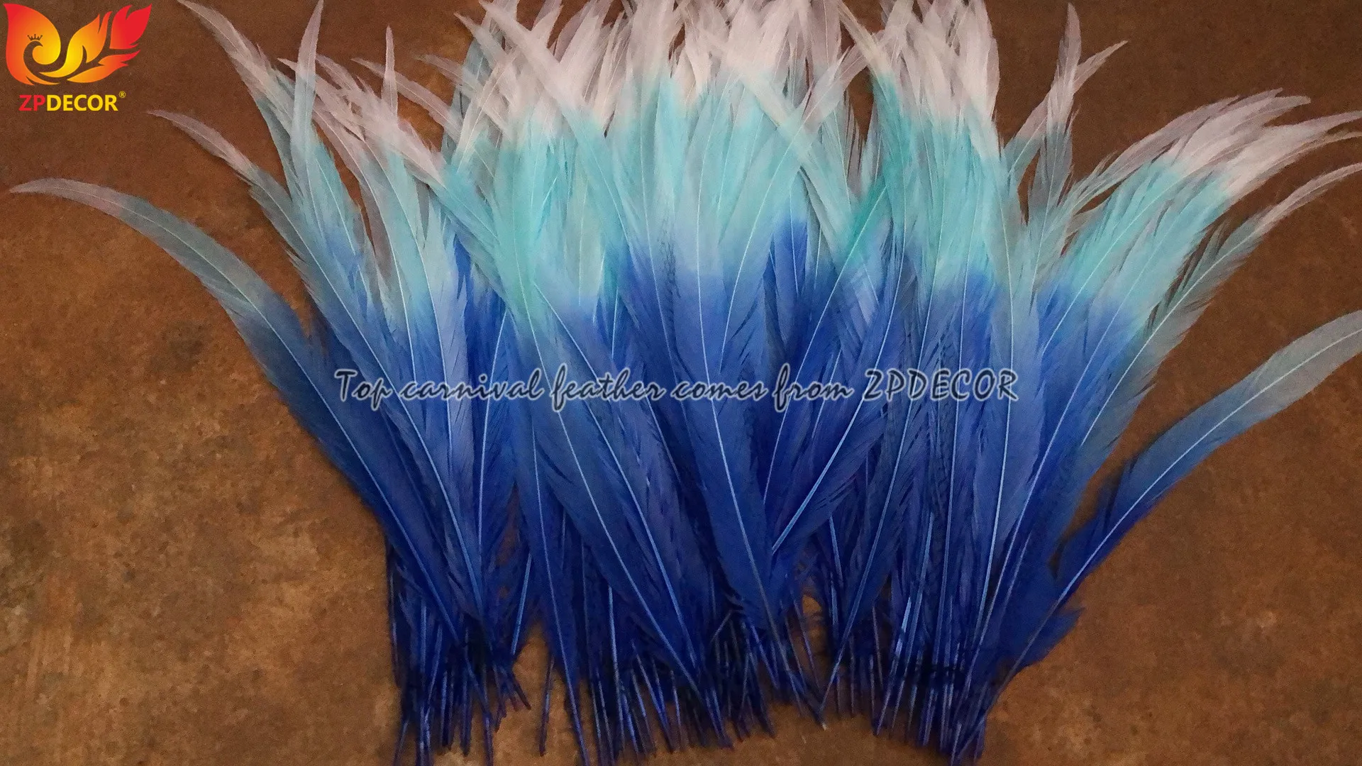 Real Shipping to Customer from ZPDECOR Wholesale Long Dyed Silver Pheasant Tail Feather for Carnival Costumes
