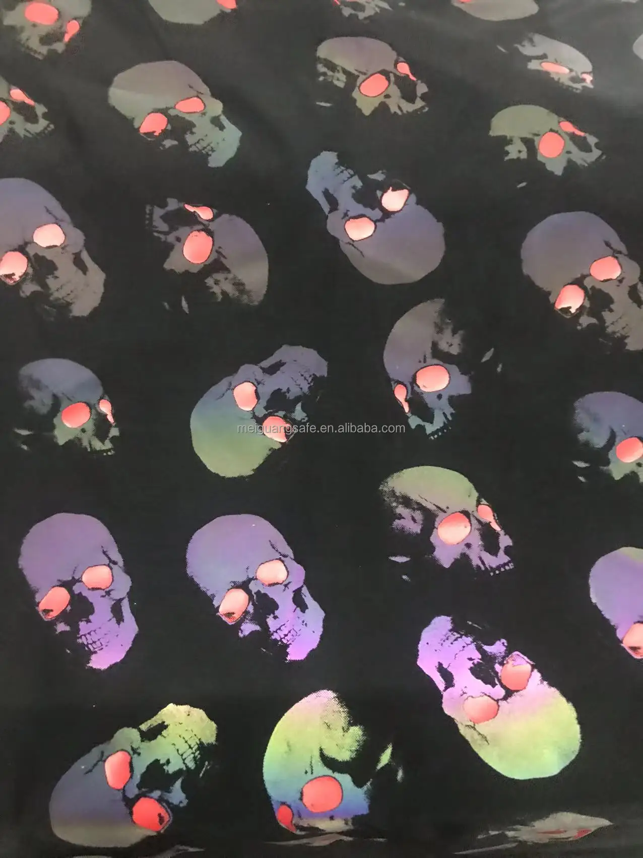 skull reflective glow in dark printing jersey fabric