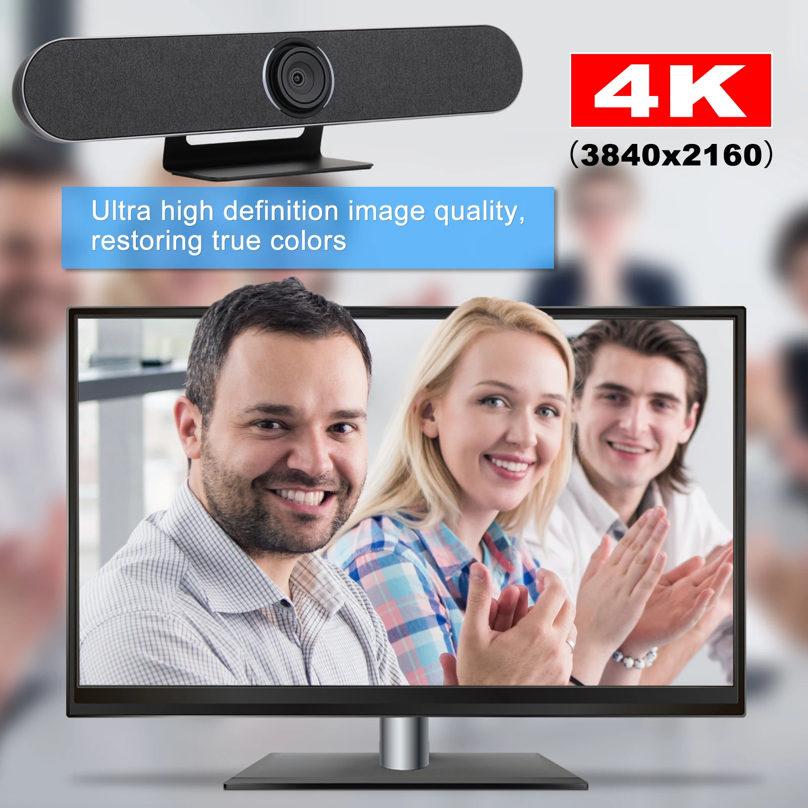 Video Conferencing System Ultra HD 5x EPTZ Camera 4K BF Microphone/ Speaker Voice Tracking 4K All in One Video Bar