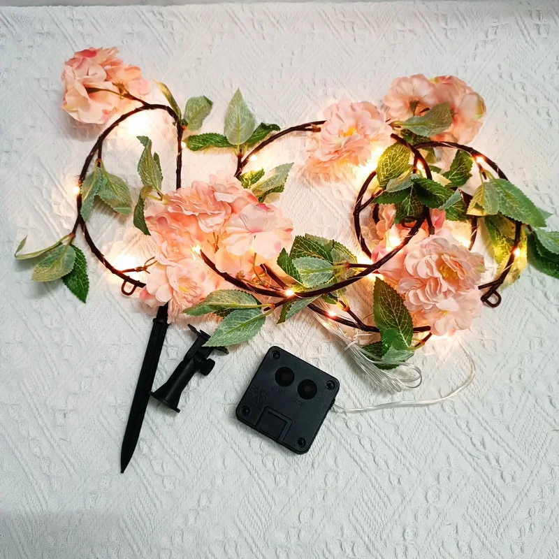 Energy Related Products Landscape Garden Decorative Outdoor Solar Lights For Xmas Solar Artificial Flower Vine Led String Light