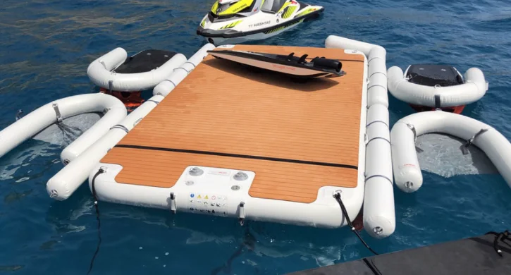 Double Layer Inflatable Boat Island 2.5*1.5*0.2M Water Entertainment Floating Platform Yacht Dock
