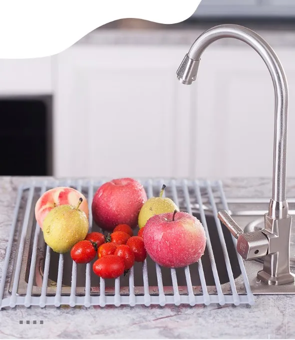 Standard Kitchen Food Grade Accessories Vegetable Dishware Drying Rack Silicone Plastic Draining Rack