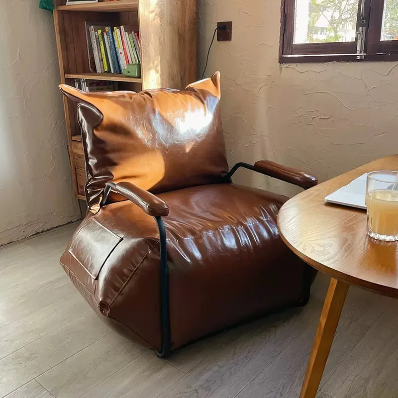 Nordic living room leisure chair lazy sofa single person leisure tatami industrial style retro coffee shop iron sofa