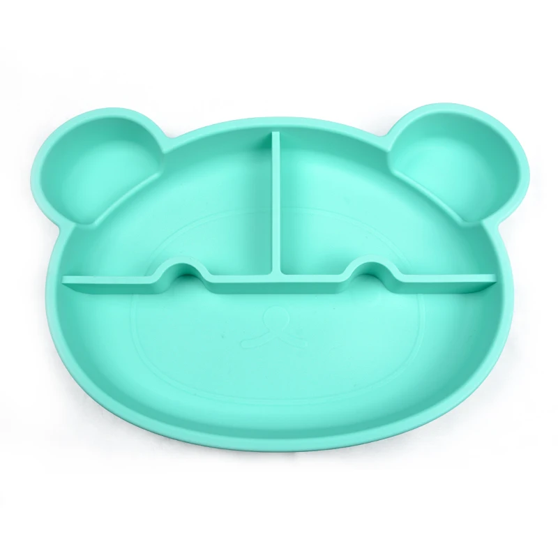 Bear Food Tray Sets BPA Free Toddler Snack Feeding Bowl Divided Kids Dinner Placemat Baby Silicone Plate Baby Tools