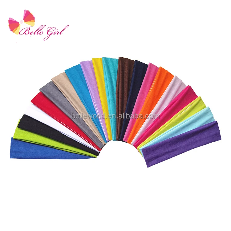 BELLEWORLD Premium solid color elastic sport hairband custom logo pattern fascia elastica per capelli sweat wicking headband
