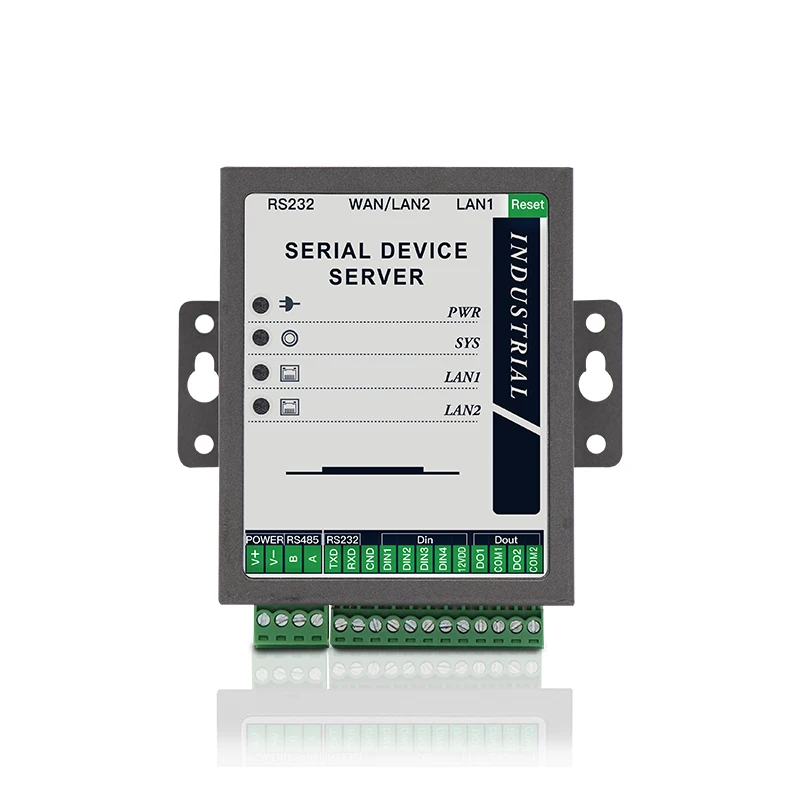 SERIALLINK RS232/RS485 to Ethernet Gateway with Dual Core 880MHZ CPU 2Gb RAM 2x1000M LAN ports 1x RS-232 1xRS485 Ports 4xDI,2xDO