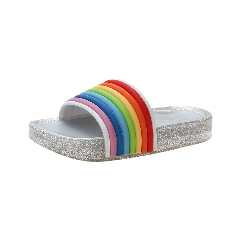 Factory Direct Wholesale Light Up Kids Led Slipper Soft Bottom Rainbow House Summer Slippers For Kids Girls