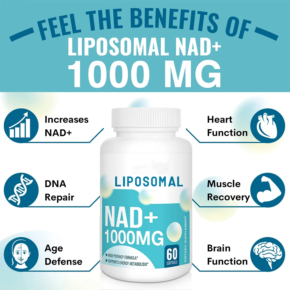 Liposomal NAD+ Supplement 1000 mg Highest NAD Pontecy Max Absorption Pure NAD Capsules Pills Softgels Private Label