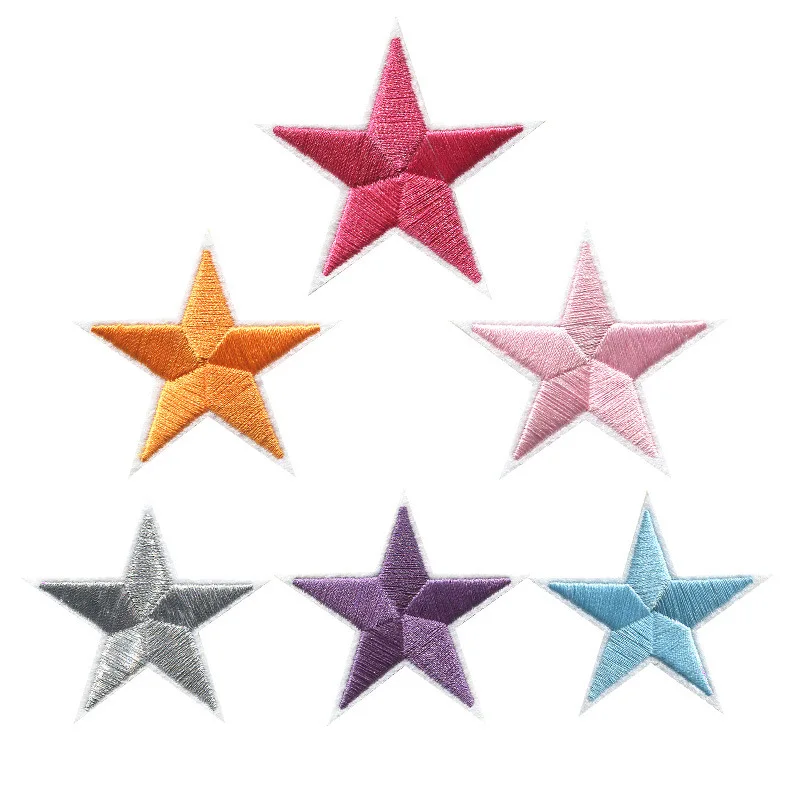 Hot Sale In Stock Felt Base Embroidery Patch Different Colors Iron On Star Patches For Clothing