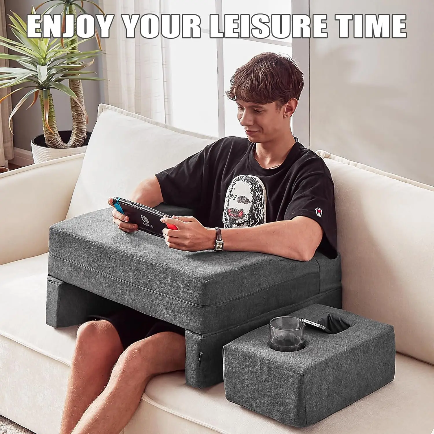 Hot selling Orthopedic Reading Pillow Arm Rest Pillow custom Memory foam Lap Desk Gaming Pillow in Bed