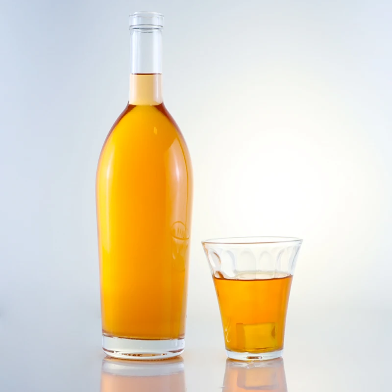 700 ml long neck with round shoulder rum tequila gin vodka whisky glass bottle with cork cap