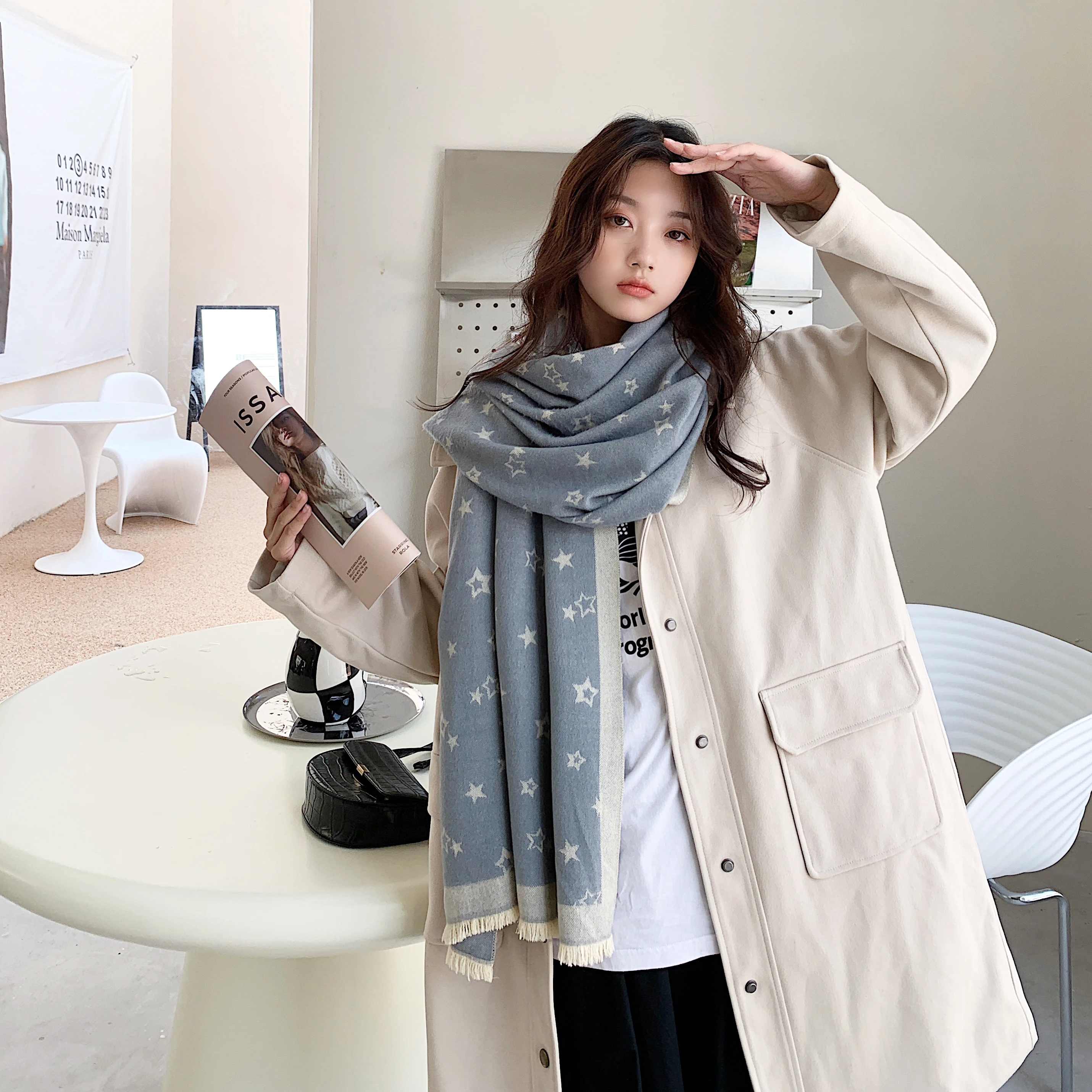 Hot Sale Style Winter Fashion Designer Women Horse Jacquard Scarf Pashmina Cashmere Warm Thick Shawls Scarfs