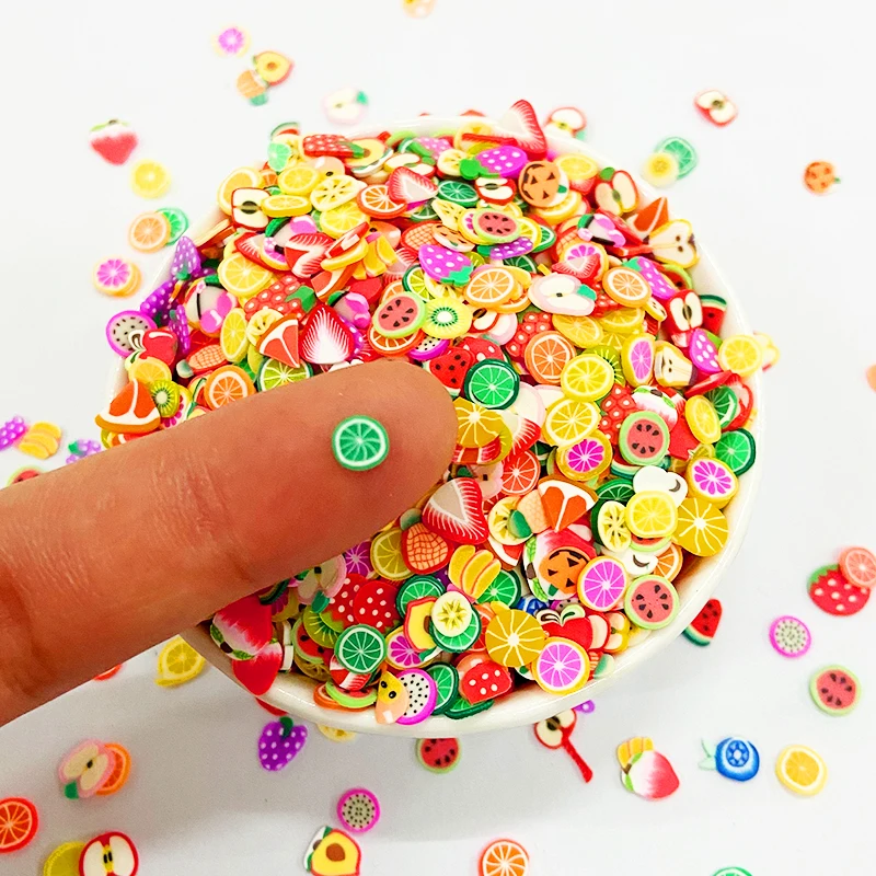 Hengxin 1KG Support Customized 5 mm 10 MM 20mm Assorted Polymer Clay Fruit Slices Sprinkles for Slime Nail Art and  Resin Crafts
