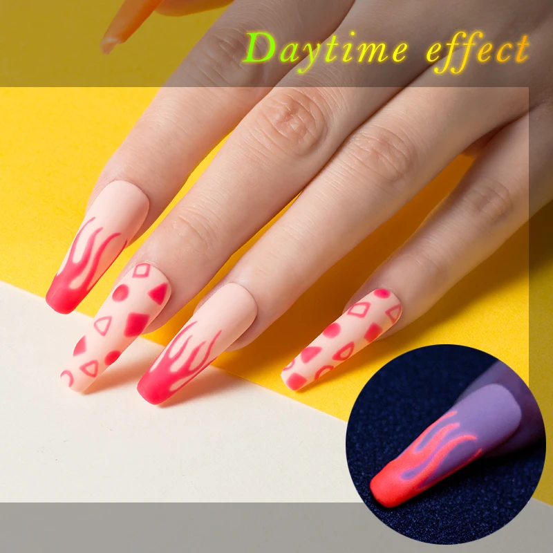Nail Gel Glow In Dark Fluorescent Neon UV LED Semi Permanent Soak Off Gel Varnish Lighting In Night Nail Art