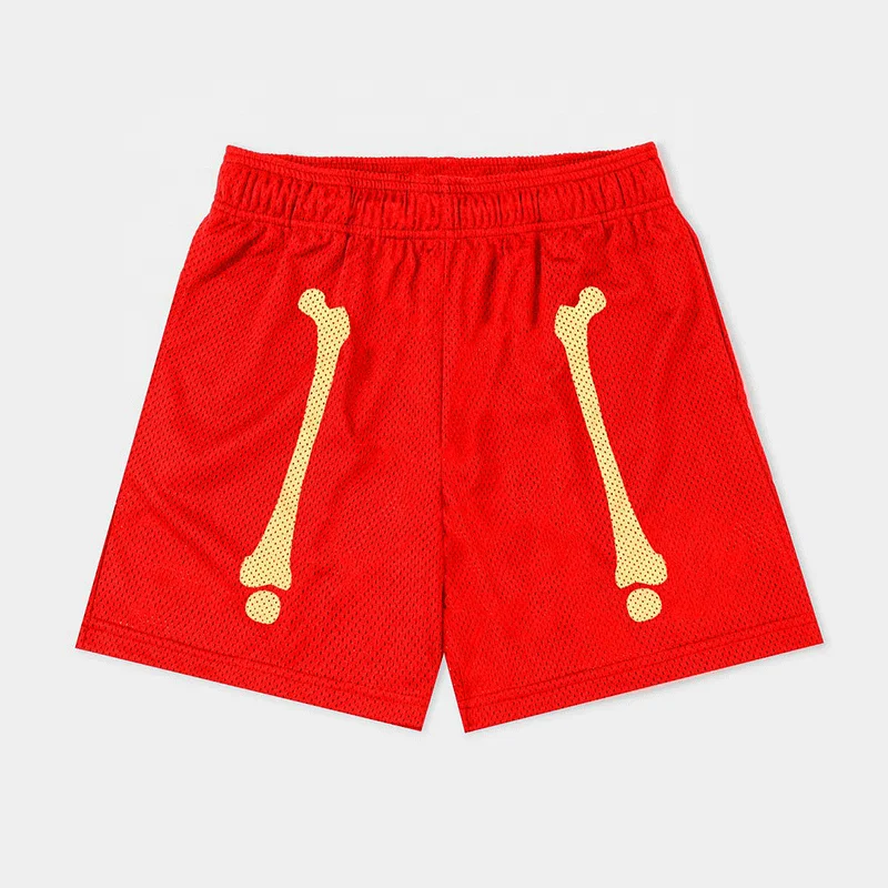 Custom Skull Print Logo Clothing Manufacturer Basketball Embroidered Double Layer Mesh Shorts for Men
