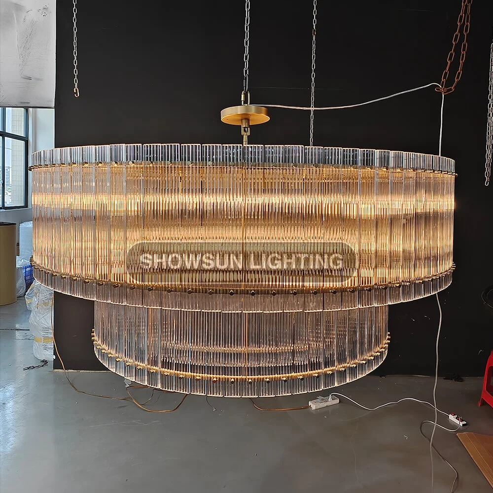 Large two-tier round chandelier modern luxury glass chandelier