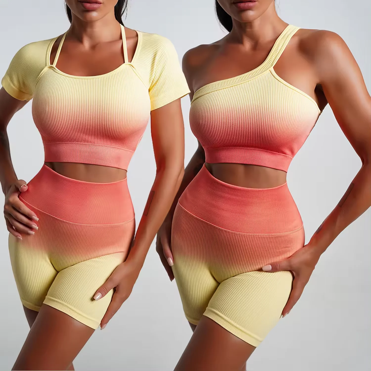 gradient nylon seamless high waist gym trending yoga pants outfit woman set wear super high waist nylon spandex yoga pants