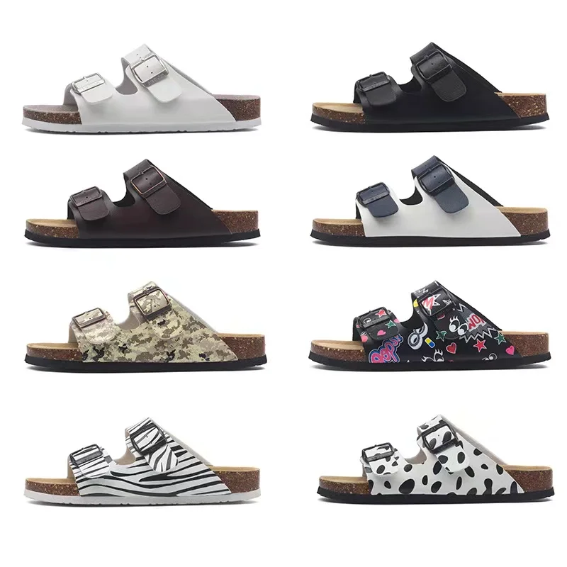 Hot listing outdoor Slippers and Beach Shoes flat Cork bottom Women Men Flip Summer Light buckle Anti slip OEM Customized