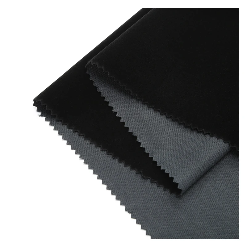Best quality packing box lining waterproof embossed flock velvet 100% polyester panne knitting flock fabric