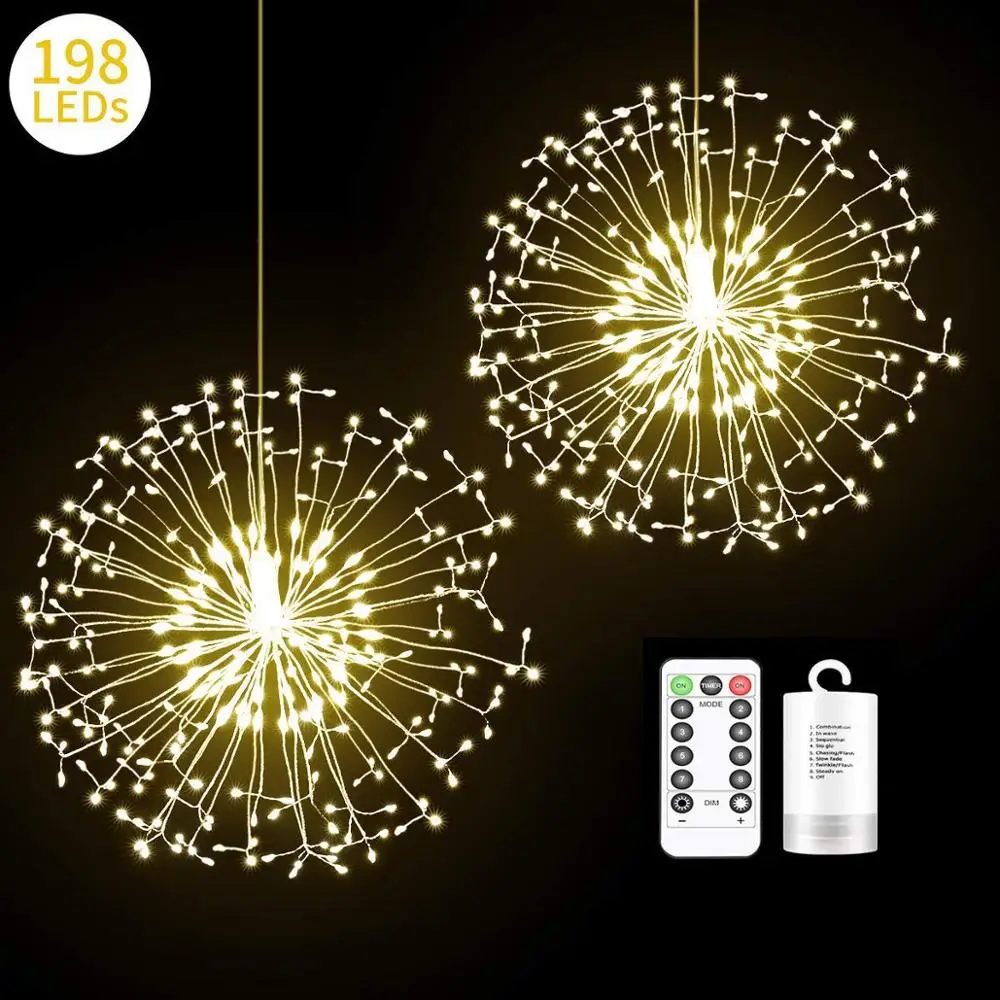 Firework Hanging Lights198 LED String Lights 8 Modes Dimmable Fairy Lights with Remote Control Decorative Lights