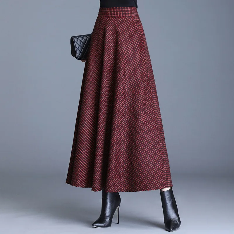 D41003 Woolen half skirt female autumn and winter MIDI skirt 2024 new slimming long skirt