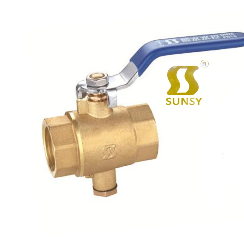 yuhuan sunsy shunshui factory female male end connection 59-1 PN16 brass ball valve with Temperature measuring port