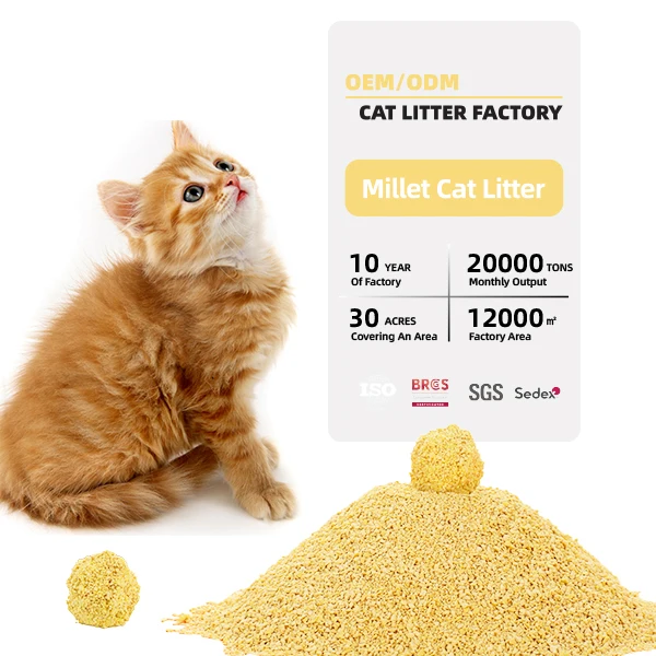 Manufacturers Strong Clumping Dust Free Millet Cat Litter for cats