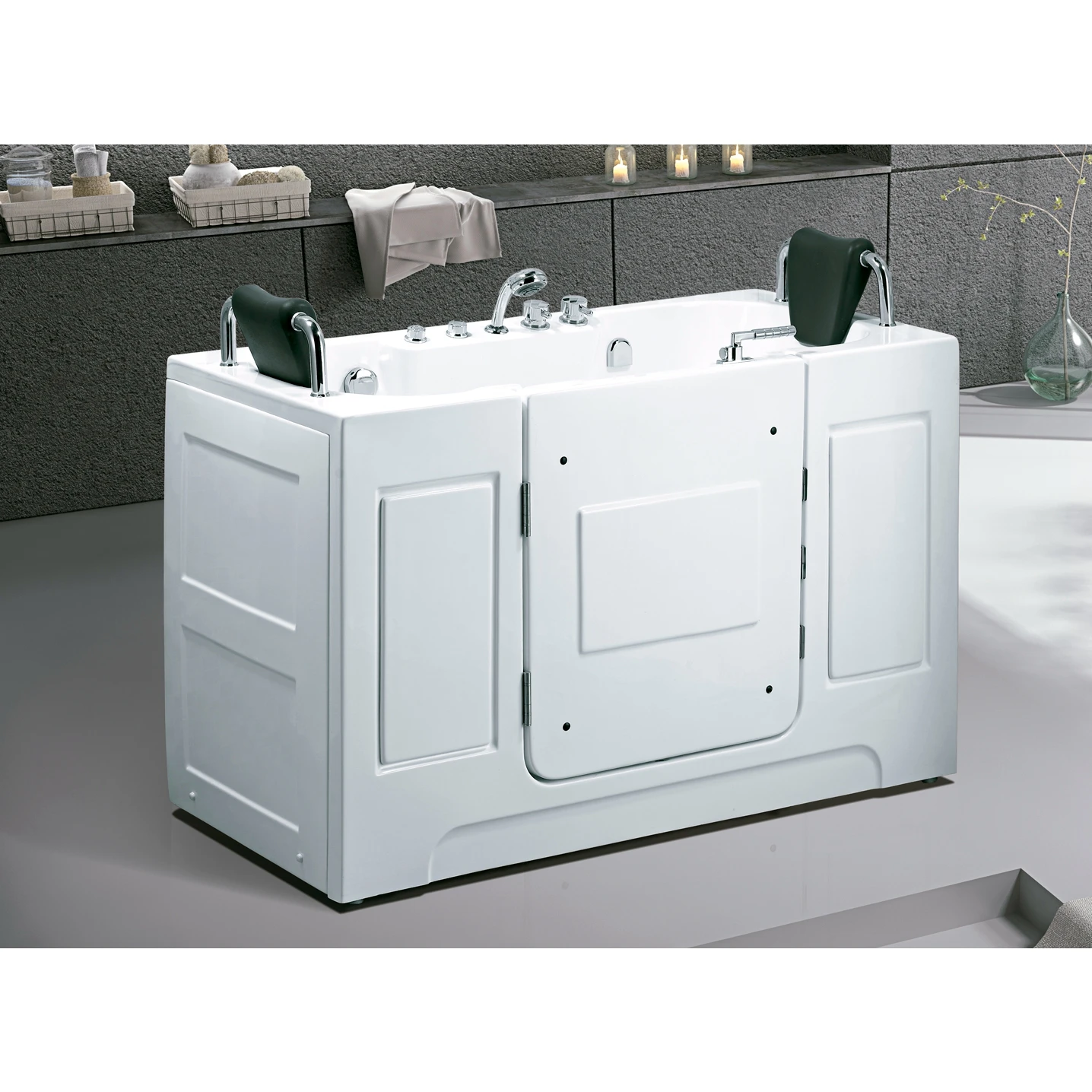 acrylic free standing two person walk in tub for disabled