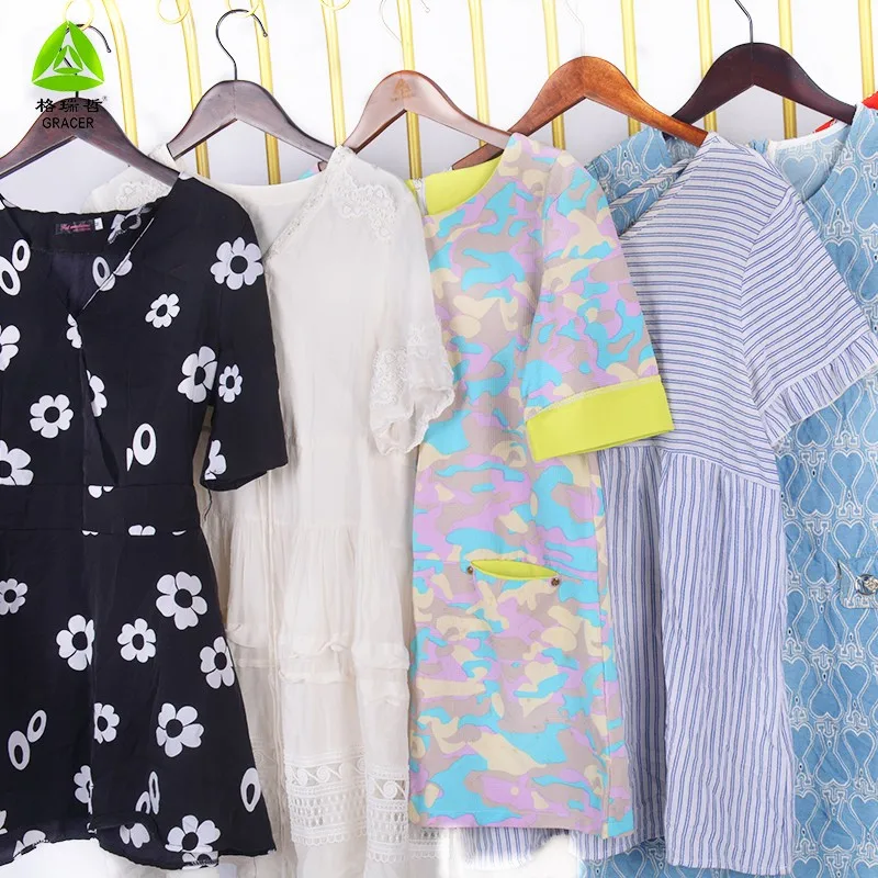 Second Hand Ladies Cotton Dress Short Mixed Used Clothing Premium Vintage Used Clothes Korea