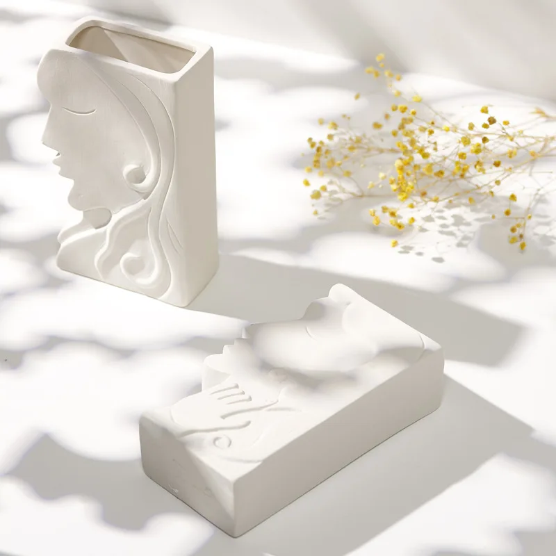 Nordic style creative face flower vase home decoration ceramic face vase