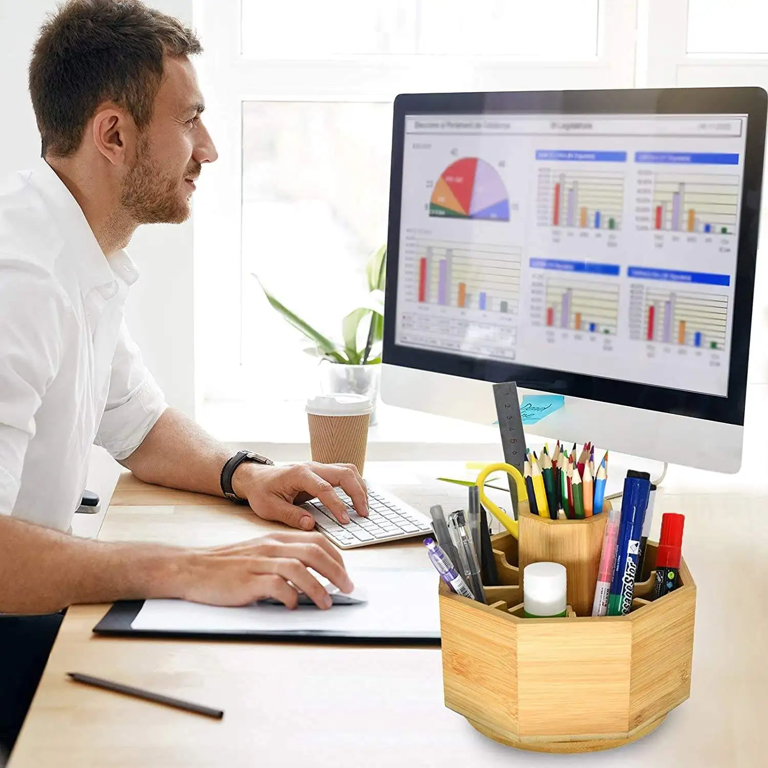 Wholesale Multi Purpose Art Supply Desk Organizer 360 Degree Rotating Pen Holder with 9 Compartments