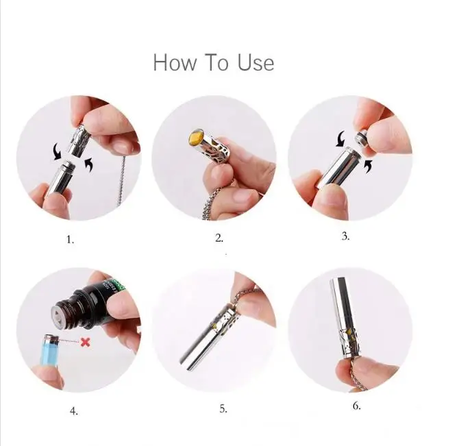 Hollow Design Stainless Steel Essential Oil Diffuser Locket Perfume Bottle Pendant Necklace