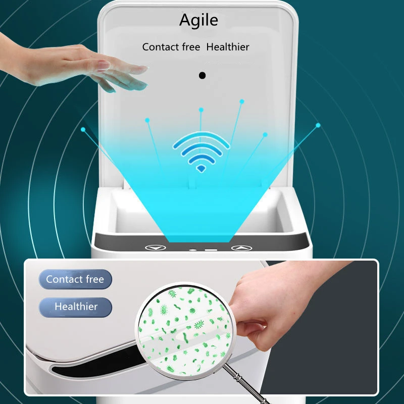 12L Smart Sensor Trash Can Home Intelligent Waste Bin Waterproof Automatic USB Charging Touch Rubbish Can