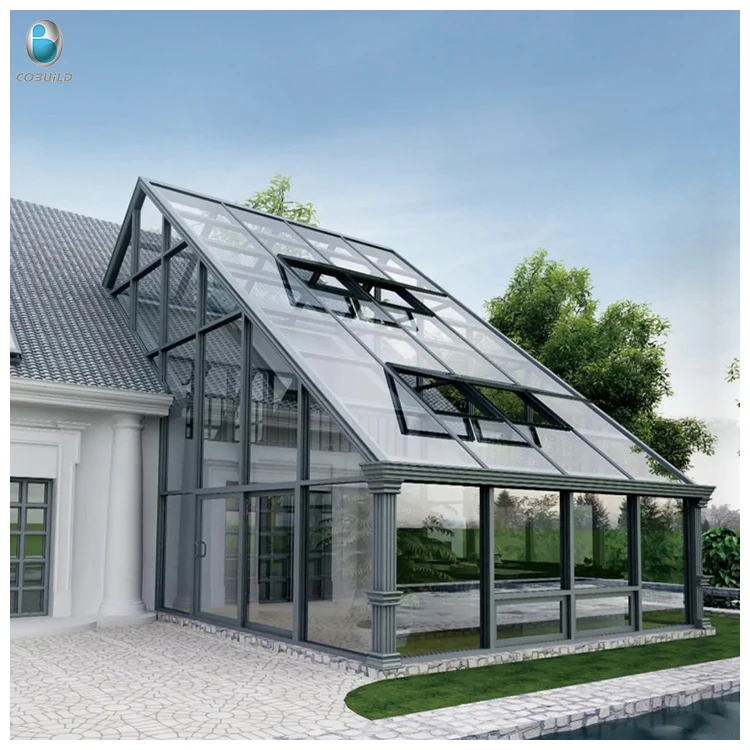 Glassroom Solarium Modern Design Free Standing Sunroom Tempered Glass Aluminum Garden 4 Season Sunroom