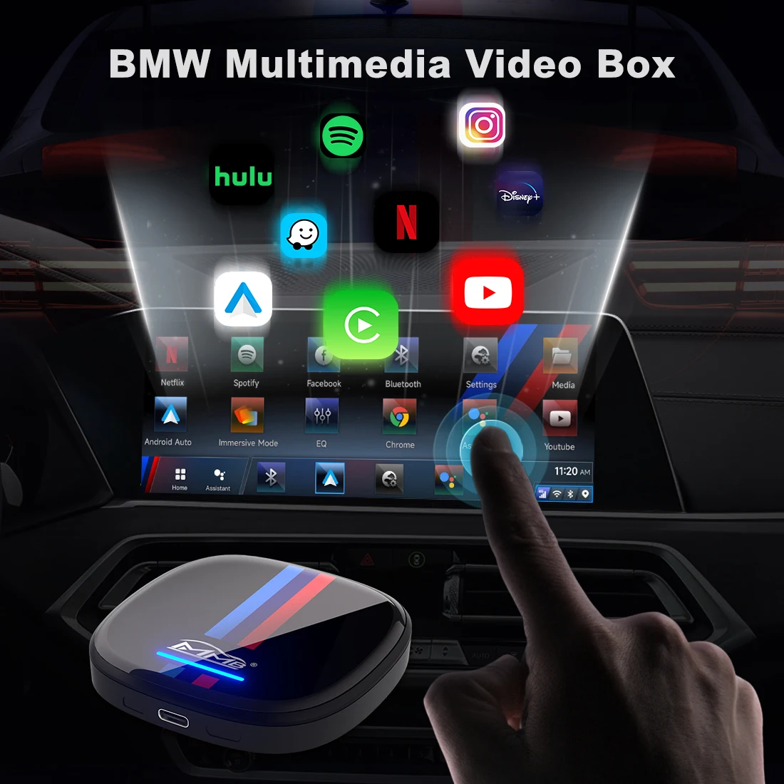 Универсальный беспроводной адаптер Carplay AI Box для Android автомобильный Youtube Netflix мультимедийный проигрывание BMW