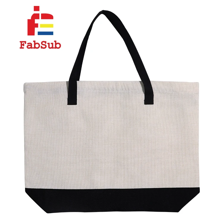 Reusable Personalized Sublimation Shopping Handbag Foldable Extra Capacity Heavy Bag Linen Cotton Shopping Tote Bag With Zipper