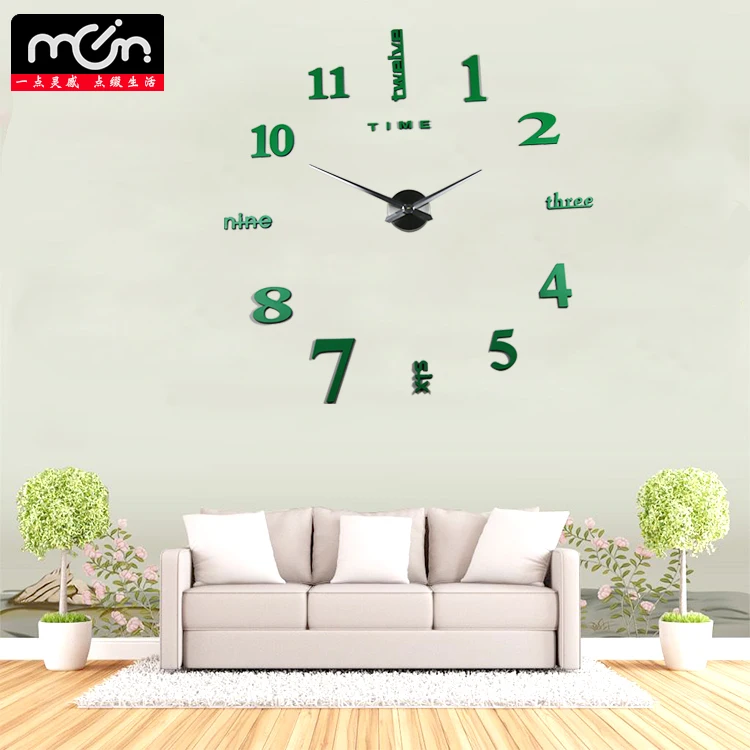 Factory cheap wholesale home Decorative Wall Sticker 3D Frameless large Digital DIY Wall Clock
